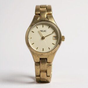 Relic Womens Gold Stainless Steel Watch With Date Feature